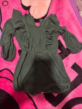 Kyte BABY Dark Green Ruffle One-Piece